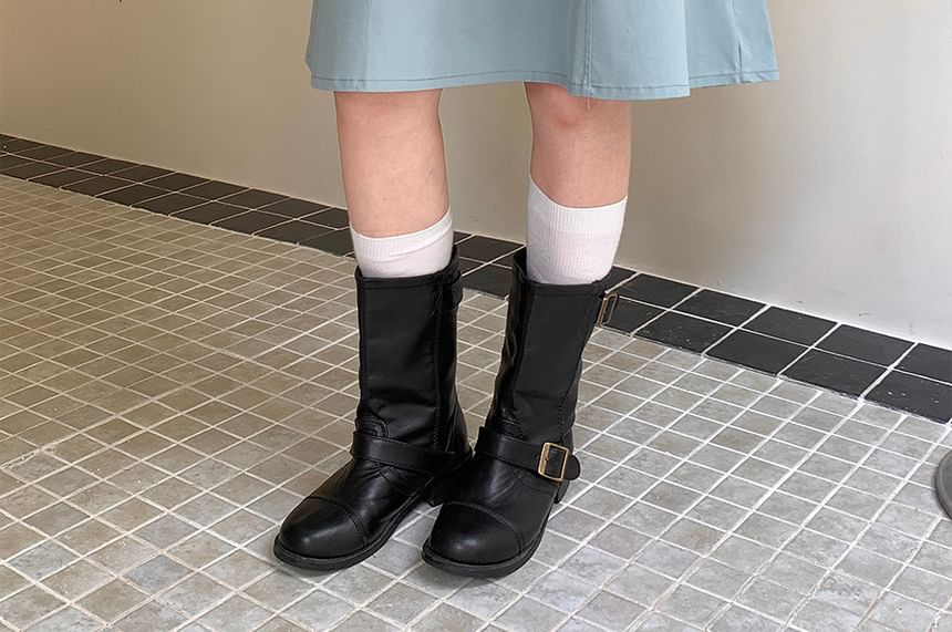 Mid Waist Plain A-Line Skirt