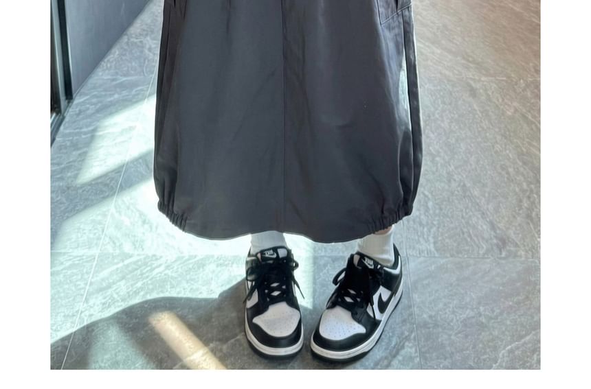 High Waist Cargo Plain Maxi A-Line Skirt