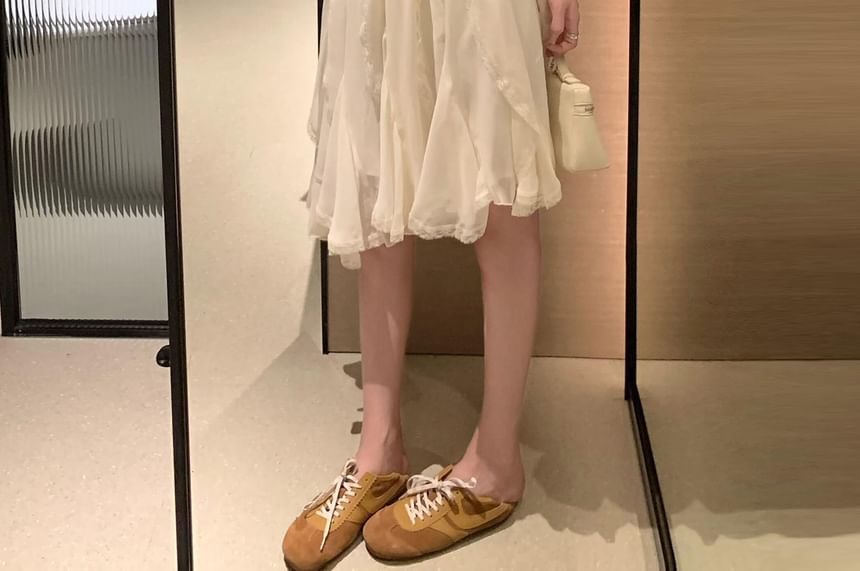 Mid Waist Asymmetrical Plain A-Line Skirt (Various Designs)