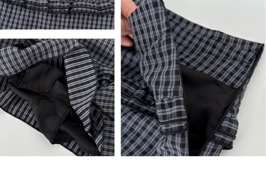 Mid Waist Plaid Mini A-Line Skirt
