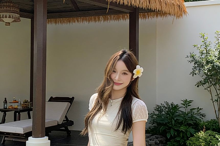 Mid Waist Lace Trim Mini Tiered Skirt