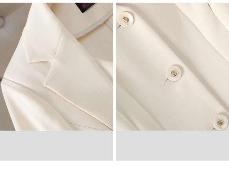 3/4-Sleeve Button-Up Plain Blazer / Mini Pencil Skirt / Tapered Dress Pants / Set