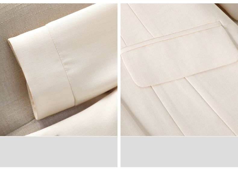 3/4-Sleeve Button-Up Plain Blazer / Mini Pencil Skirt / Tapered Dress Pants / Set