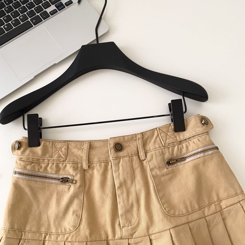 Mid Rise Plain Ruffle Mini A-Line Skirt