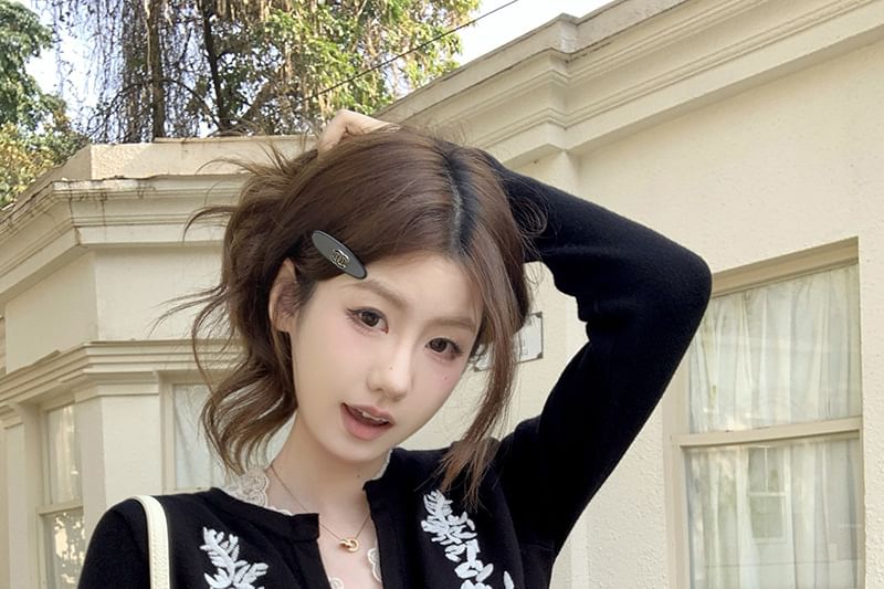 Jacquard Mock Two-Piece Knit Top -