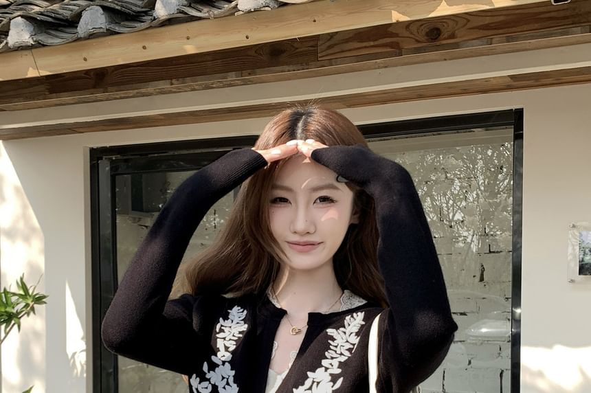Jacquard Mock Two-Piece Knit Top -