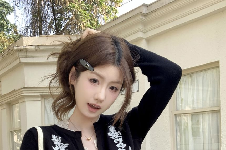 Jacquard Mock Two-Piece Knit Top -