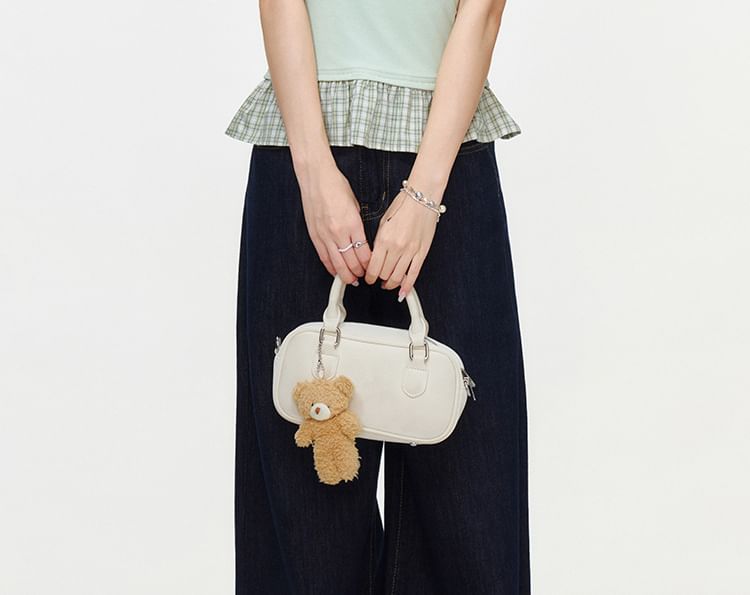 Plaid Panel Mock Two-Piece Ruffled Hem Top -