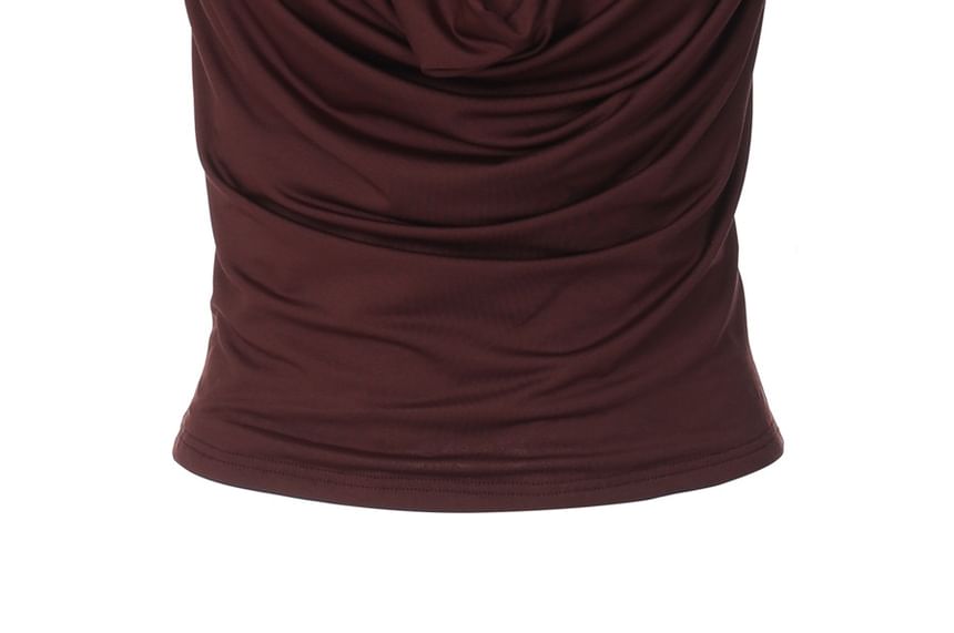 Ruched Cowl Neck Lace Trim Tank -