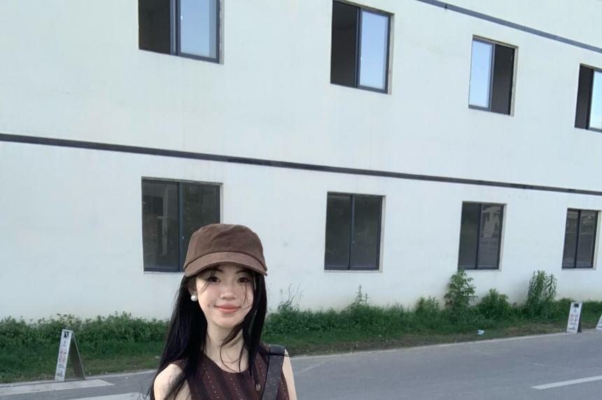 Striped Crew-Neck Sleeveless Tunic