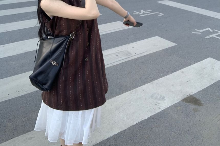 Striped Crew-Neck Sleeveless Tunic