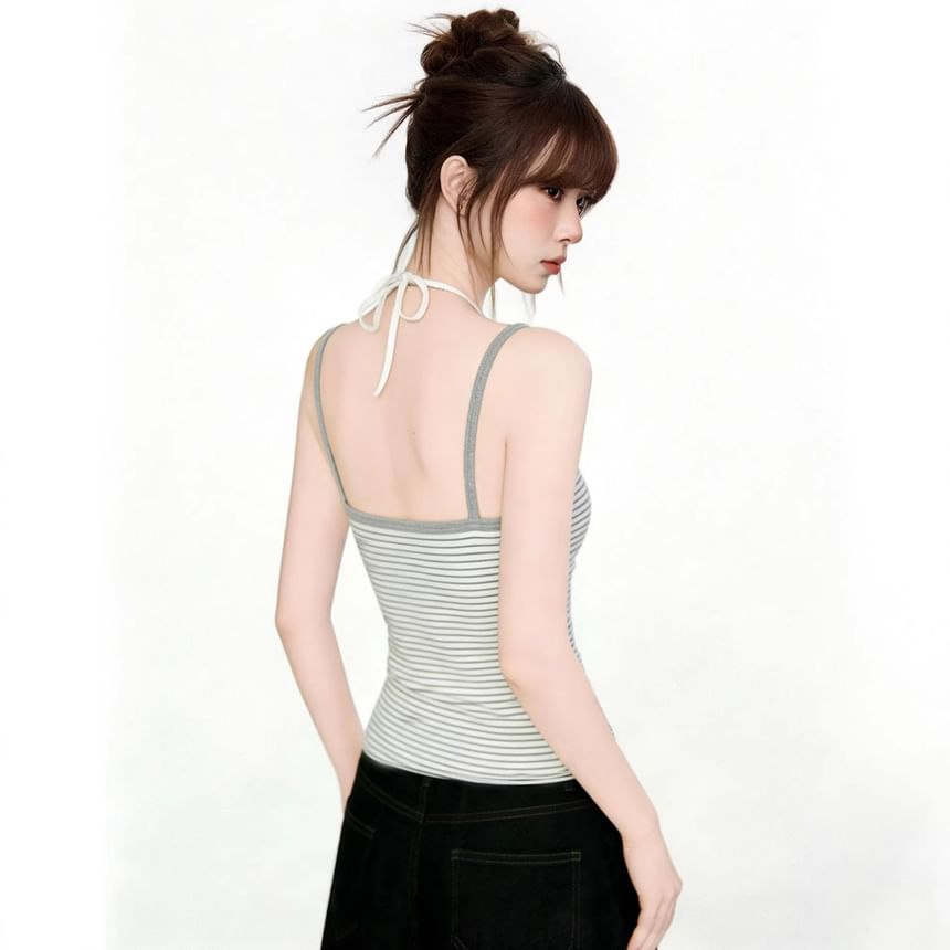 Striped Strappy Crop Top
