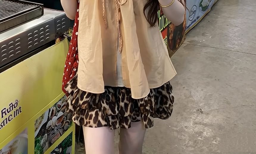 Slit-Hem Scoop-Neck Solid Camisole