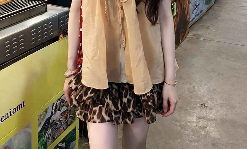 Slit-Hem Scoop-Neck Solid Camisole