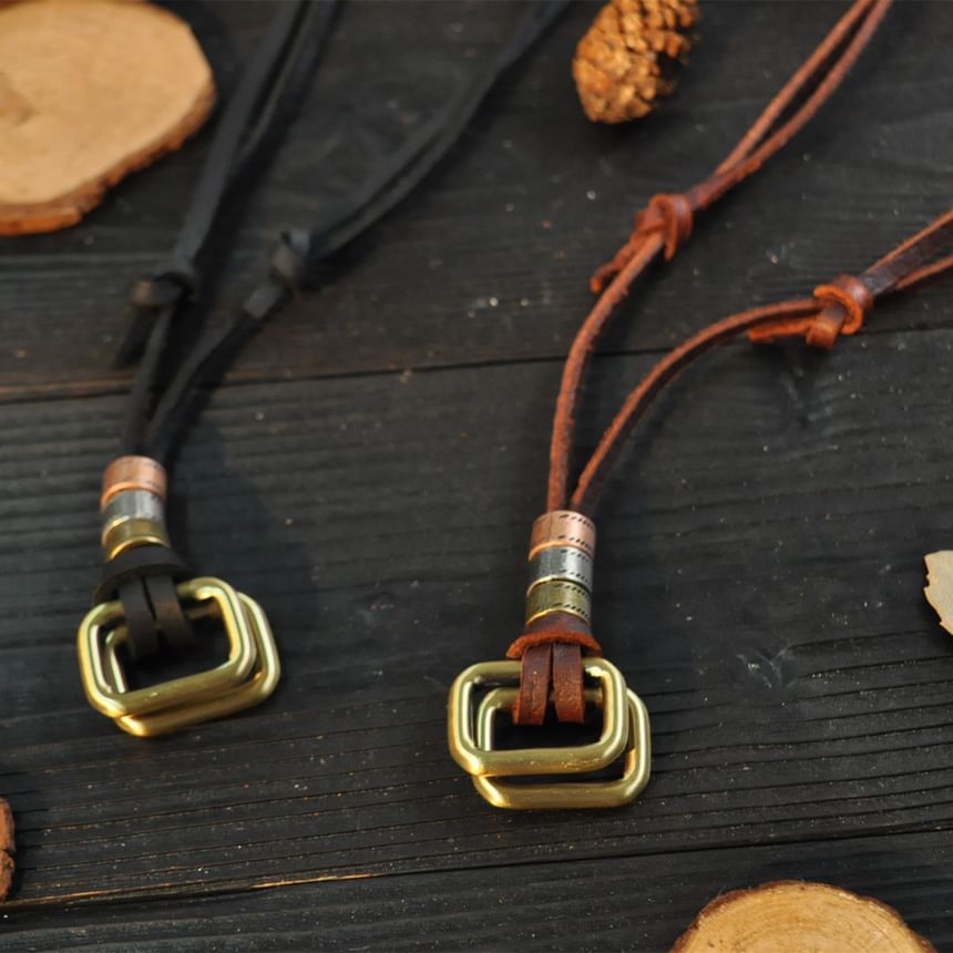Brass Pendant Leather Necklace