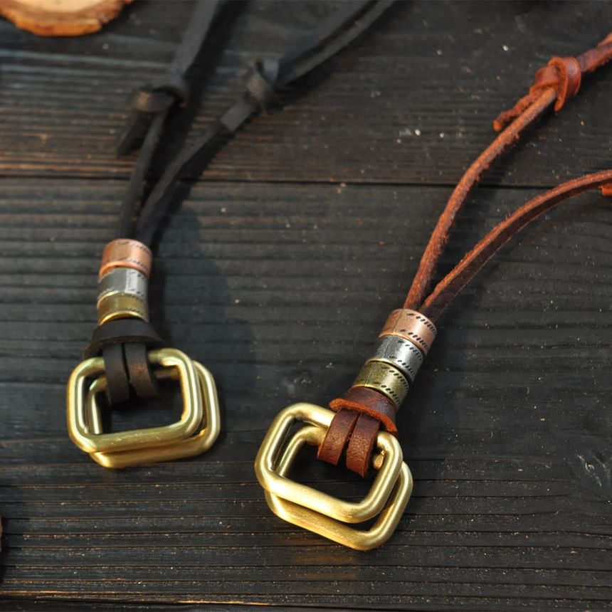 Brass Pendant Leather Necklace