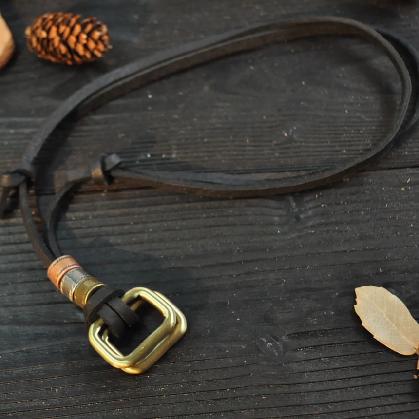 Brass Pendant Leather Necklace