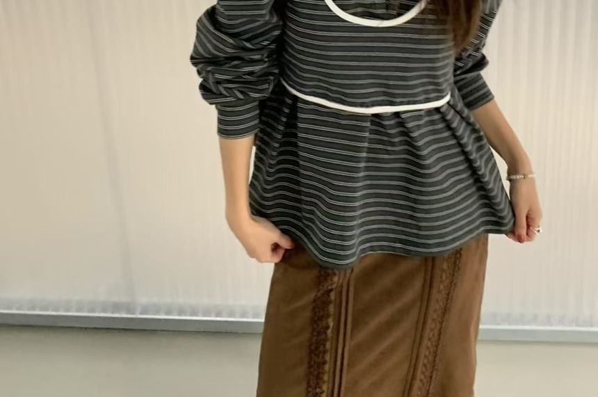 Striped Polo Shirt and Crop Tank Two-Piece Set