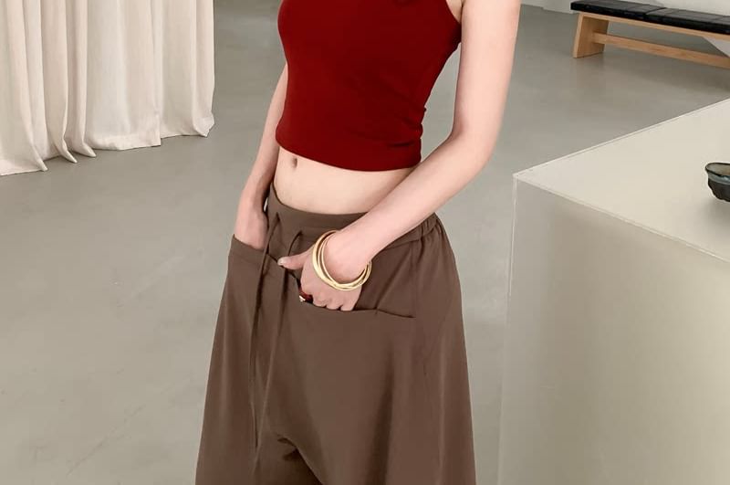 Buckled Halter Crop Top in Solid Color