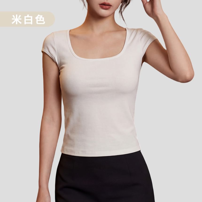 Lace Panel Scoop Neck Tee -