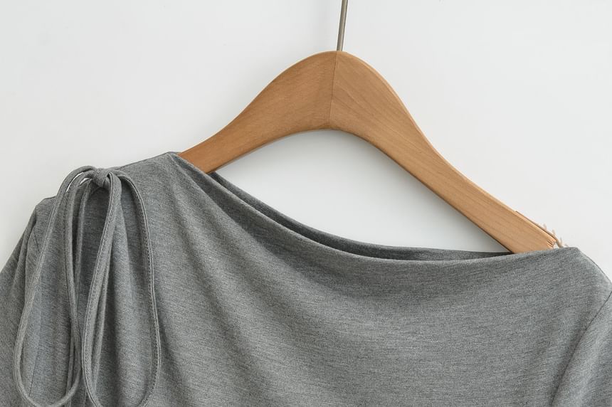 Off-Shoulder Ruched Short Sleeve Tee -