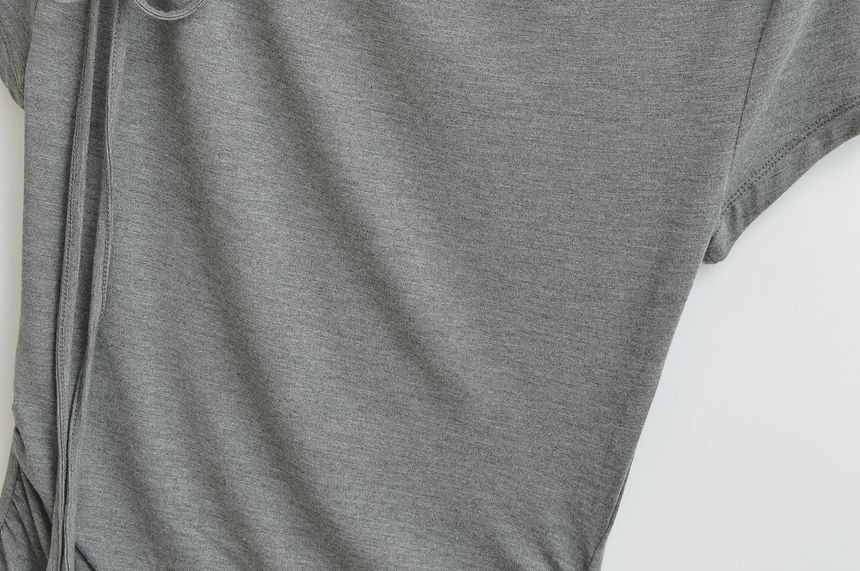 Off-Shoulder Ruched Short Sleeve Tee -