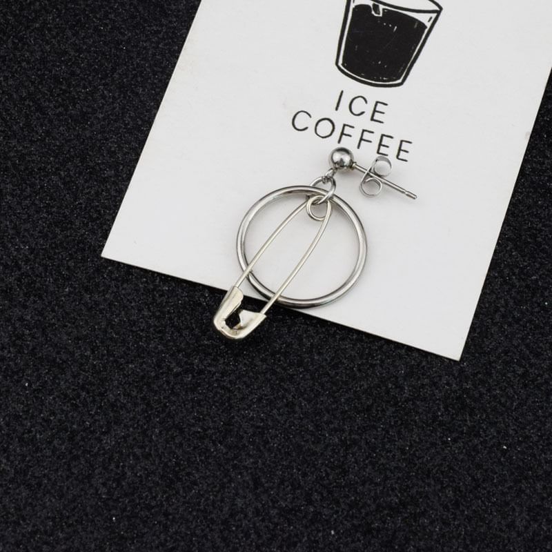 Safety Pin Hoop Alloy Drop Earring / Ear Cuff (Various Designs)