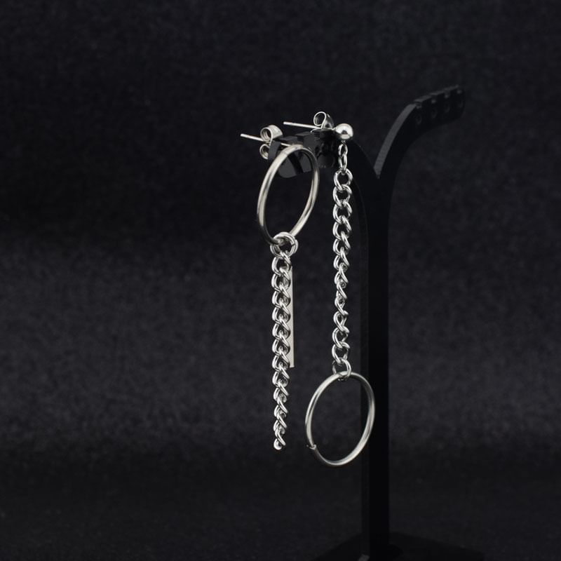 Hoop Chain Asymmetrical Alloy Dangle Earring / Ear Cuff