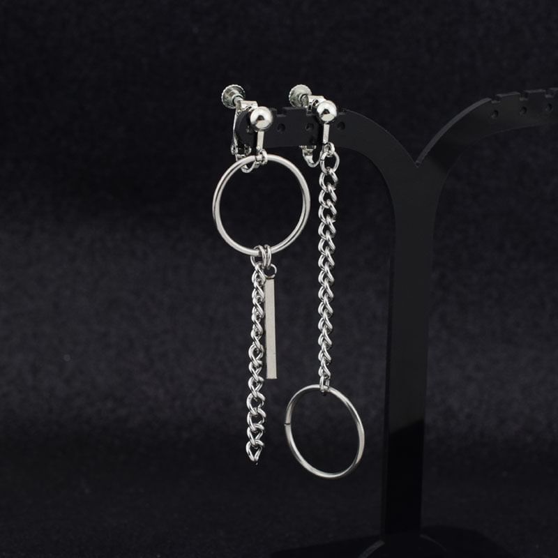 Hoop Chain Asymmetrical Alloy Dangle Earring / Ear Cuff