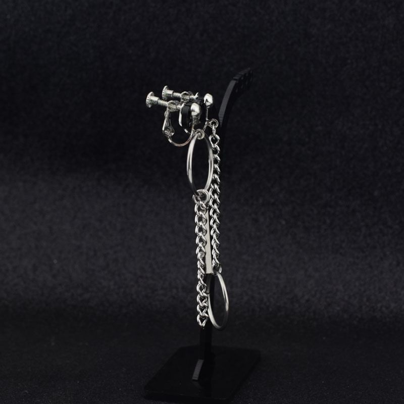 Hoop Chain Asymmetrical Alloy Dangle Earring / Ear Cuff