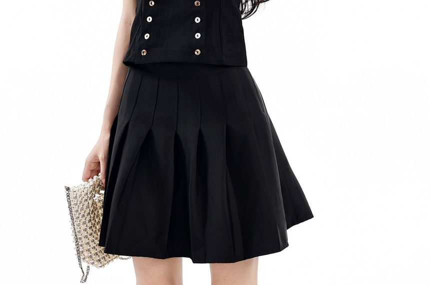 Collared Short Sleeve Button Blouse