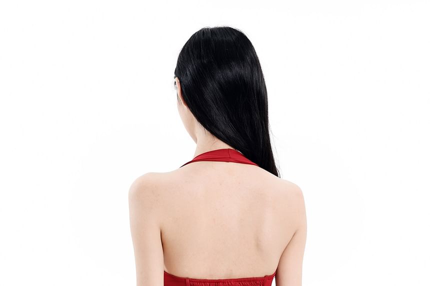 V-Neck Halter Crop Bustier Top