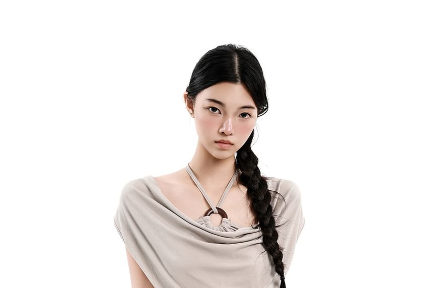 Cap Sleeve Halter Cowl Neck Top