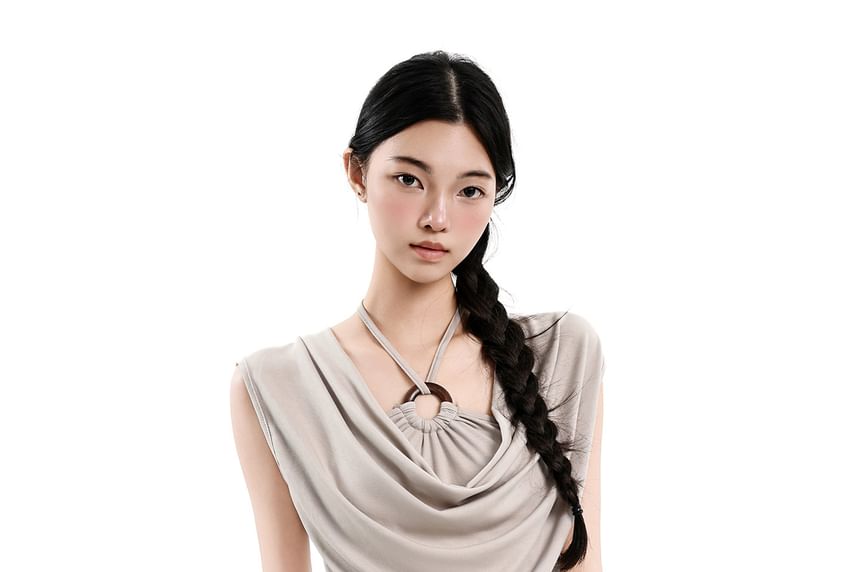 Cap Sleeve Halter Cowl Neck Top