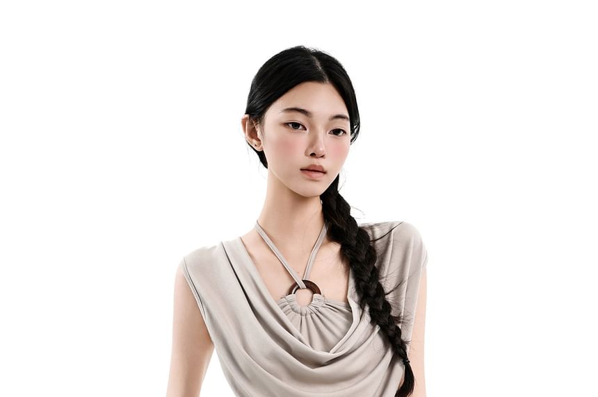 Cap Sleeve Halter Cowl Neck Top