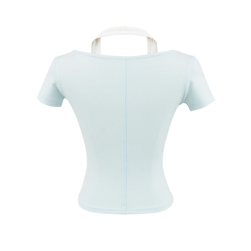 Short Sleeve Halter Neck Two Piece Twisted Tee