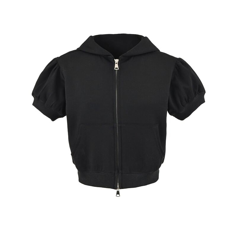 Hooded Zip Top with Drawstring Shorts Set
