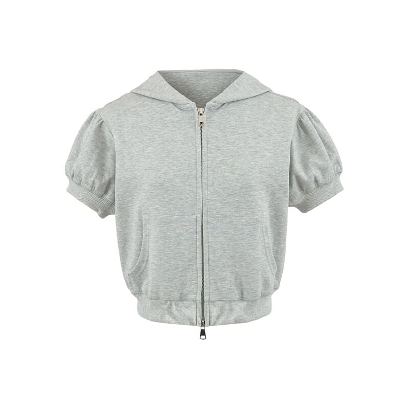 Hooded Zip Top with Drawstring Shorts Set