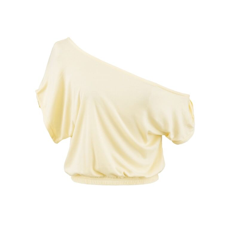 Off Shoulder Ruched T-Shirt Short Sleeve