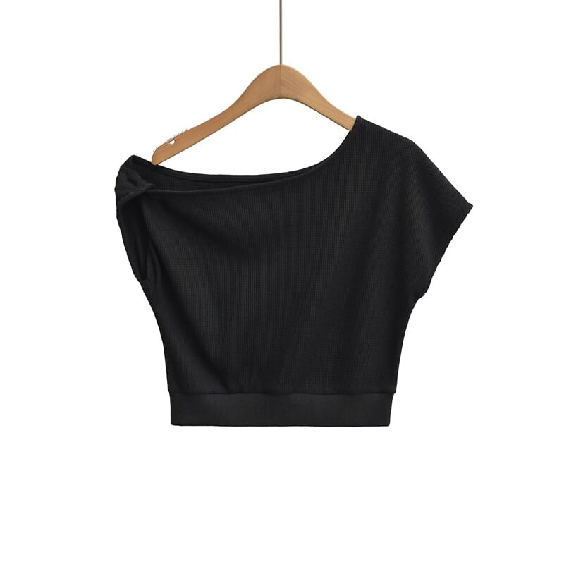 Off Shoulder Asymmetrical T-Shirt Short Sleeve