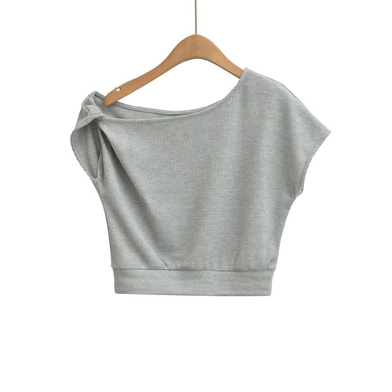 Off Shoulder Asymmetrical T-Shirt Short Sleeve