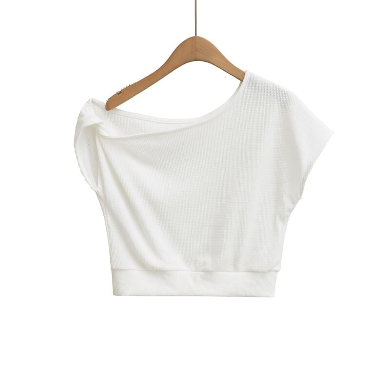 Off Shoulder Asymmetrical T-Shirt Short Sleeve