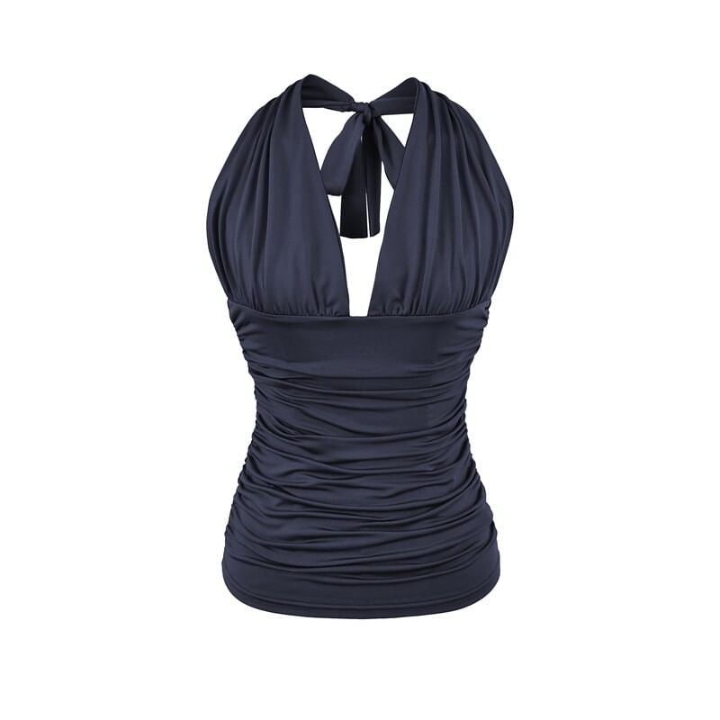 V-Neck Halter Ruched Camisole Top