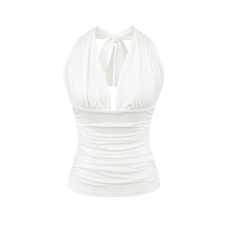 V-Neck Halter Ruched Camisole Top