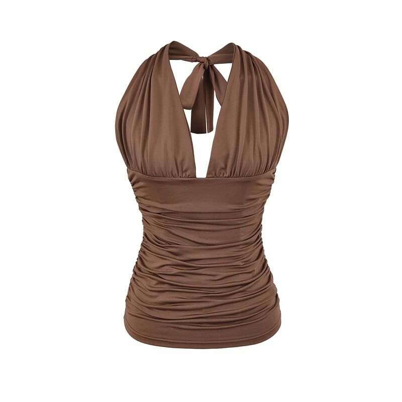V-Neck Halter Ruched Camisole Top