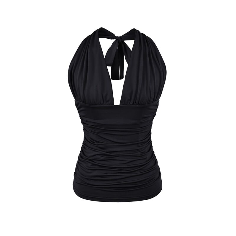 V-Neck Halter Ruched Camisole Top