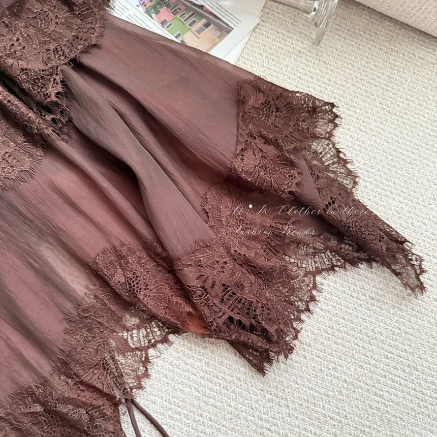 Mesh Panel Lace Camisole Top