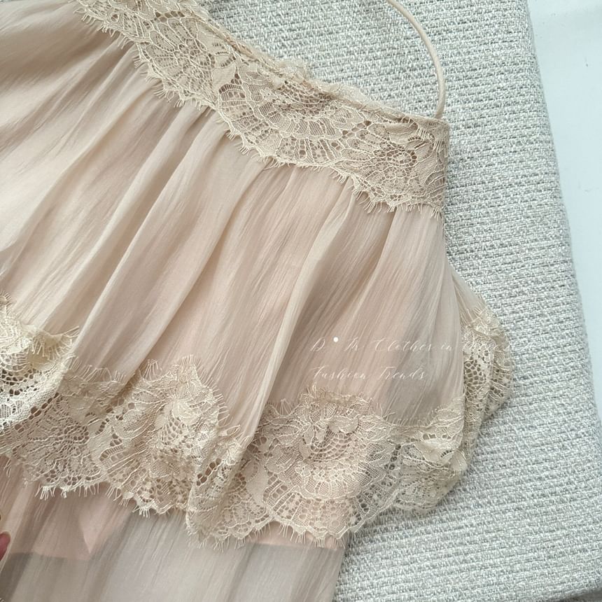 Mesh Panel Lace Camisole Top