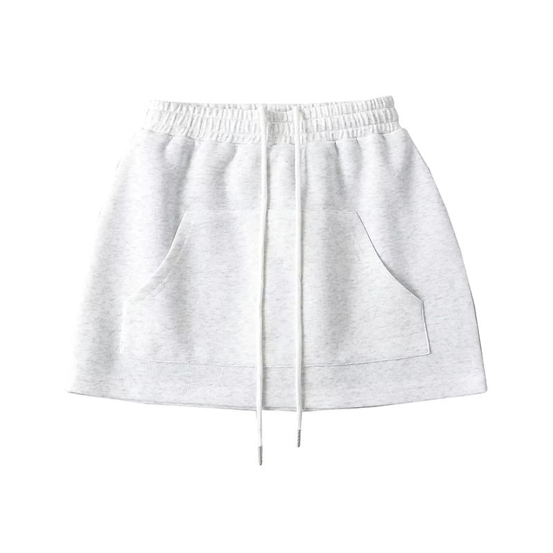 Drawstring Waist Plain Mini Pencil Skirt