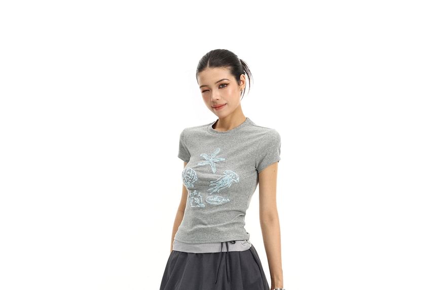 Mid Rise Plaid Panel Mini A-Line Skirt